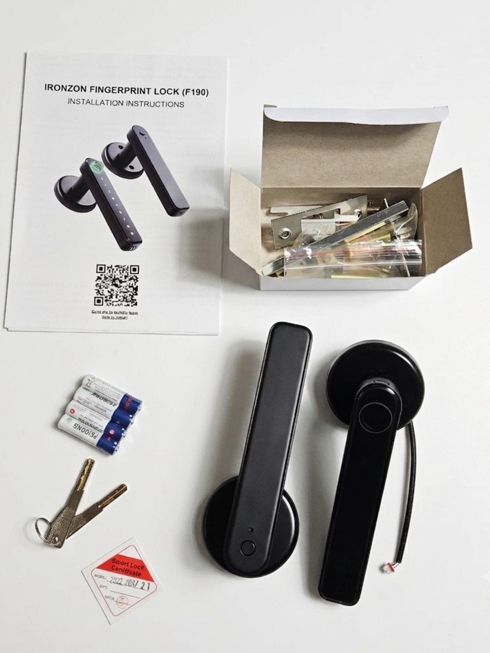IRONZON F190 Smart Fingerprint Door Lock Keyless Touchscreen Keypad Handle Black